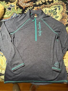 Harley-Davidson Gray Jacket with Teal Trim